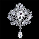 Rhinestone Alloy Brooch Crown Glass Women Corsage Badges Jewelry (White)