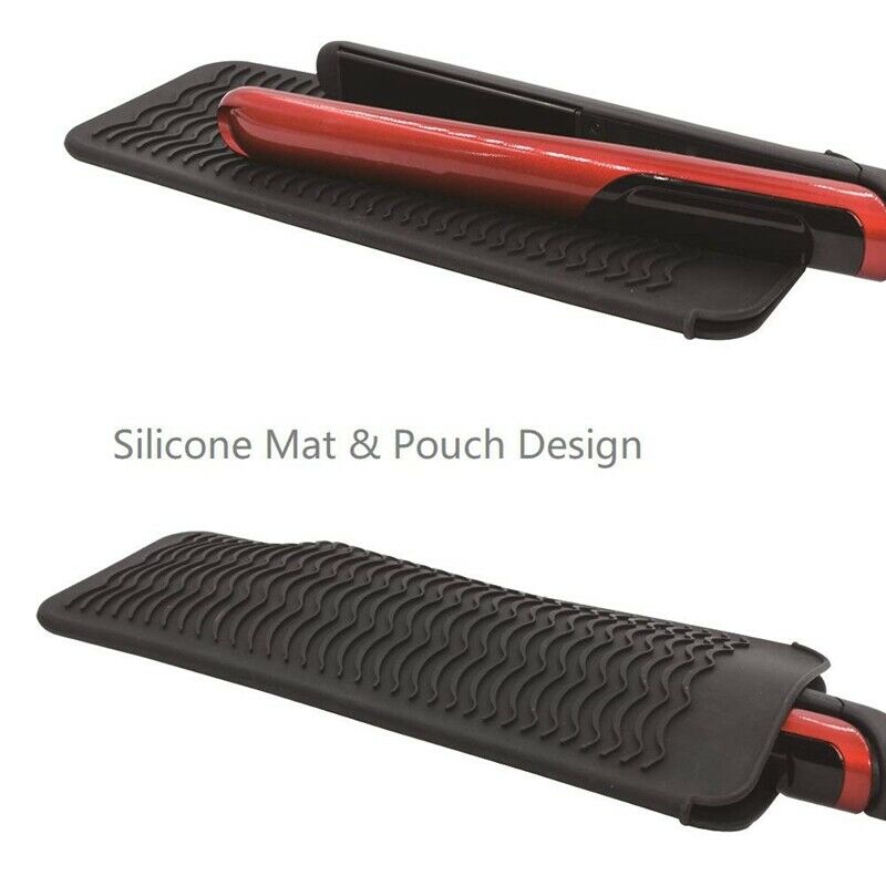 Black Resistant Silicone Mat Pouch for Flat Iron, Curling Iron,Hot Hair Too O1Q6