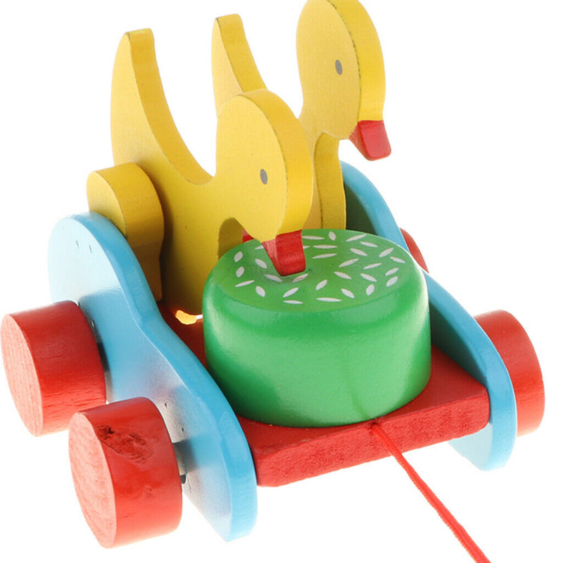 Wooden Pull String and Duck Pecking Rice & Walking Kids Toddler Developmental