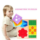 Wood Geometric Puzzle Toys Kids Children Montessori Jigsaw Educational Game Kits