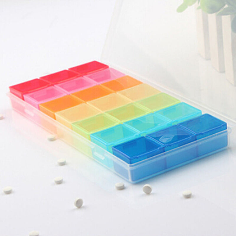 7 Day Tablet Pill Box Holder Weekly Medicine Storage Organizer Container Case 3C