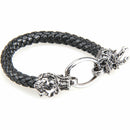 Fashion Dragon Ring Man Braid Bracelet Leather Band Bangle Black