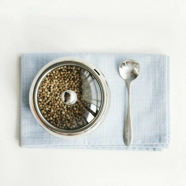 Stainless Steel Sugar Bowl with Clear Glass Lid - for better recognition, a J3F7