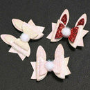 Girls Children Princess Glitter Rabbit Ears Hair Bows Clips Handmade Hair P H3L4