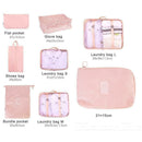 8Pcs Pink Storage Bag Kit Clothes Luggage Packing Cube Organizer Travel D1C3