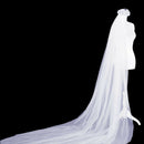 Pure Single Layer White 1T Tulle Church Cathedral Wedding Bridal Long Veil