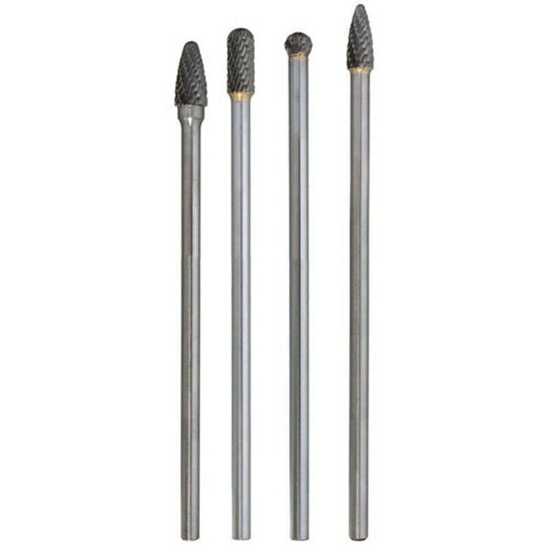 4Pcs Long Reach Rotary Burr Double Cut Tungsten Carbide Bit 1/4 Inch Shank  U9Q5