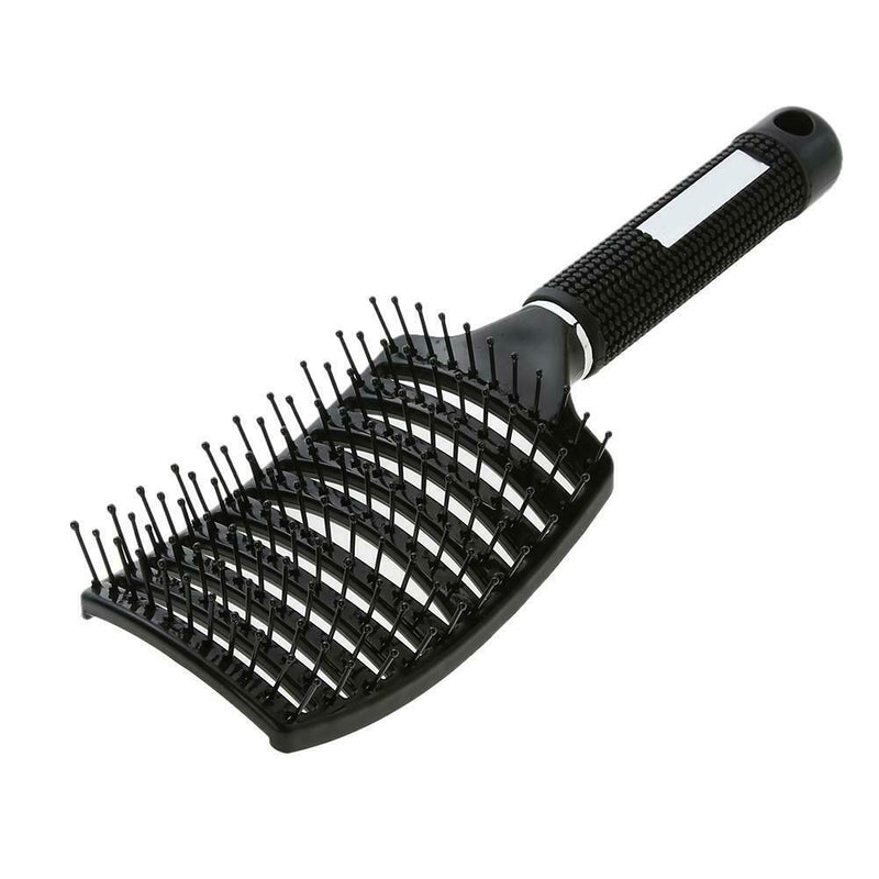 Professional Ribs Comb Women Wet Massage Styling Tool Hairbrush(Black) A