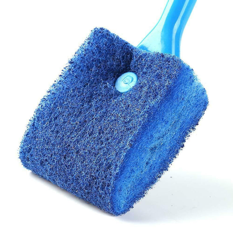Long Handle Fish Tank Glass Wipe Plastic Sponge Algae Glass Cleaner (Blue) A