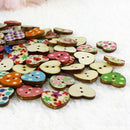 100x Multicolor Heart Shaped Wood Sewing Buttons Scrapbooking A9K7