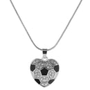 Pendant Rhinestone Necklace Black Football Heart Chain Sport Fashion Jewelry
