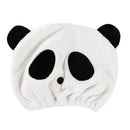 Little Cute Panda Shower Cap Coral Fleece Hair Towel Creative Cartoon Dry H J8P8