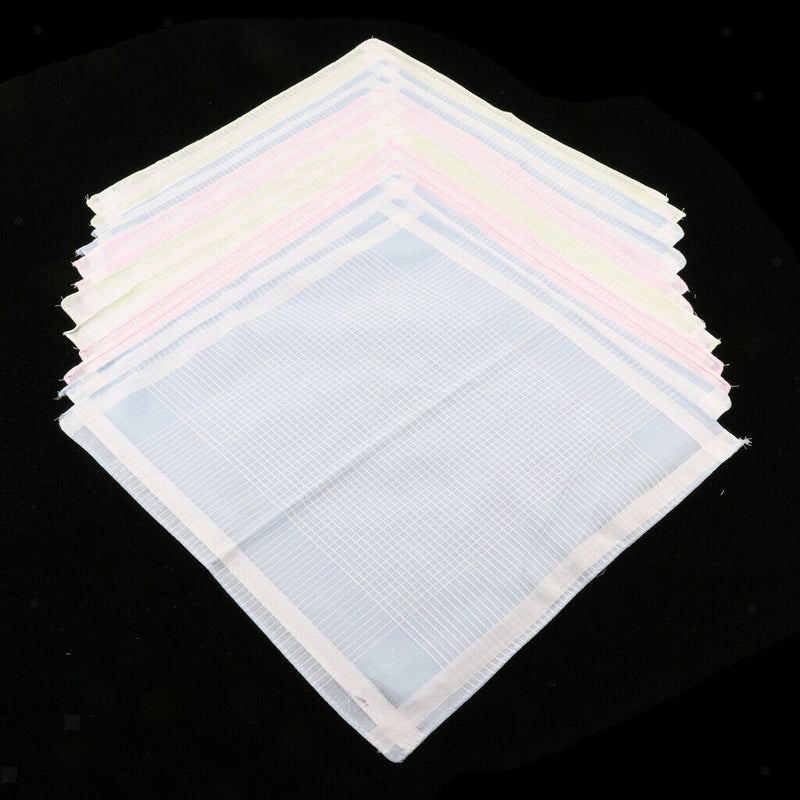12pcs Men Women Classic Plaid Cotton Pocket Handkerchief Pocket Square Hanky