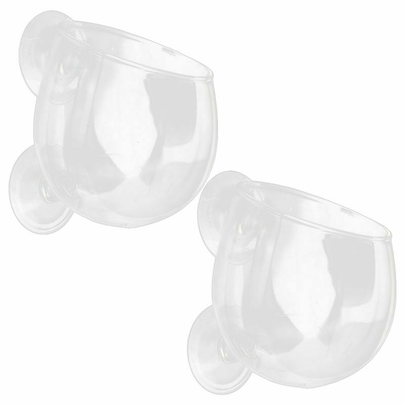 2X Glass Aquatic Plant Cup Pot 4X Suction Cups Fish Tank Aquarium Aquascape A1Z1