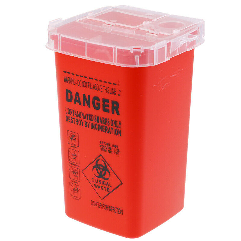 Red Sharps Container Biohazard Needle Disposal for Medical Dental Tattoo TEUS