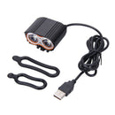 8000LM USB 2XCREE XM-L T6 LED Head Lamp Light Bicycle Headlight (Black)