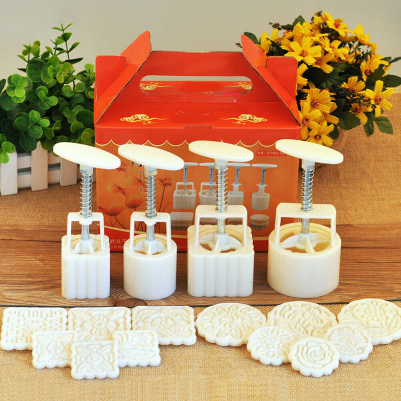 16 pcs/set Manual Mooncake Mould Fudge Cookie Cake Mould Squeezer