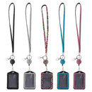 5x Rhinestone Lanyard with Retractable Reel Vertical ID Badge Holder