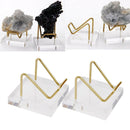 2Pcs Brass Arm Acrylic Base Display Stand Holder for Specimens Agate Decor