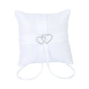 White Double Heart Wedding Party Pocket Ring Pillow Cushion 10*10cm