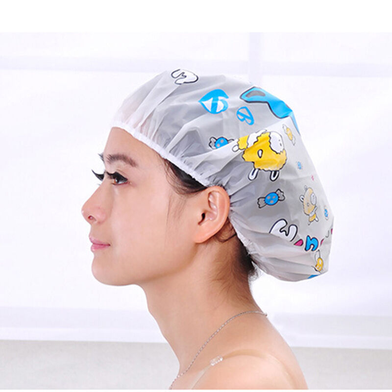 Women Cute Waterproof Elastic Plastic Shower Bathing Salon Hair Cap Hat ÃŽÂ¸pTOCA