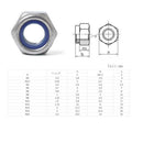 Set Of 175 Stainless Steel M3  M5 M6 M8 M10 M12 Nylon Insert