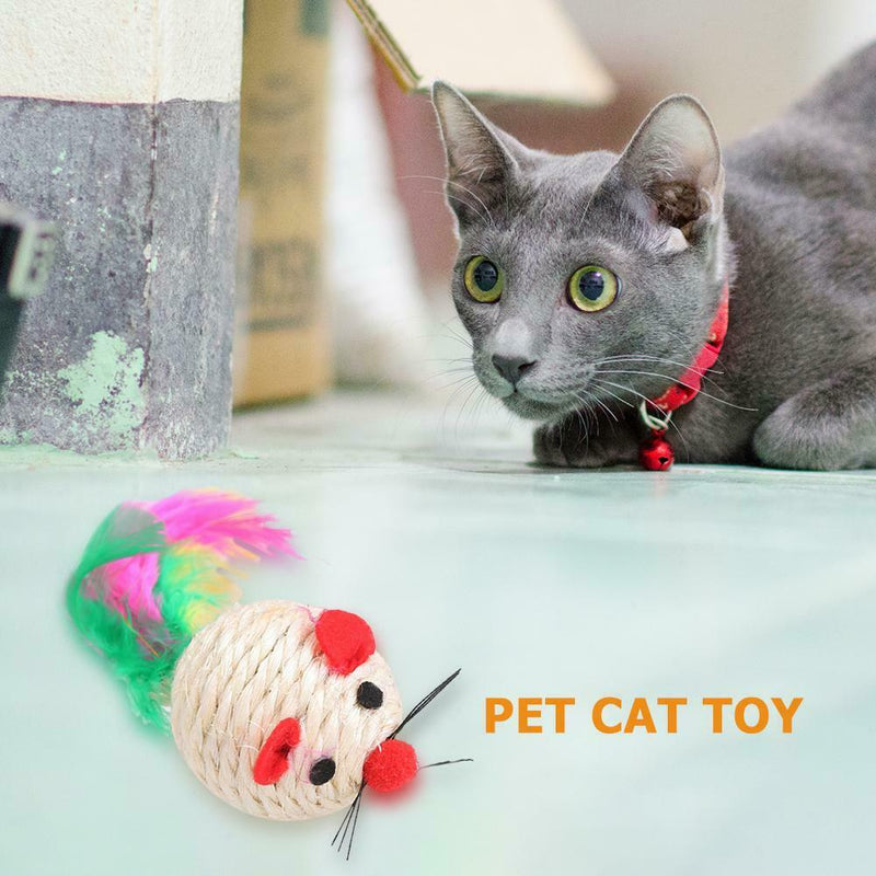 Wood Feather Mice Cat Dangle Three-Section Telescopic Roped Rod Pets Supply