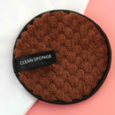 Fiber Makeup Remover Pad Reusable Face Cleaning Sponge Cosmetic Puff (Brown A