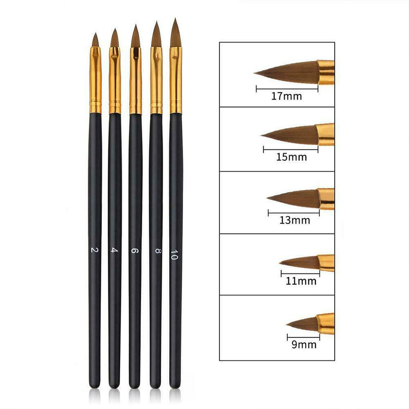 5pcs Painting Drawing Carving Pens Manicure Tool Nail Art UV Gel Brushes Kits