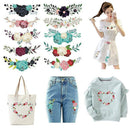 10x Mixed Flower Iron On Heat Transfers Patches for Clothing DIY Stripe Applique