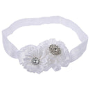 Baby Girls Rhinestone Headband Ribbon Hair Band (White) R2C2