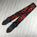Leather Folk Guitar Strap Adjustable Belt Musical Instrument Parts (Flame)