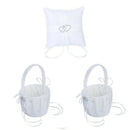 2 Piece White Flower Girl Basket Crystal Rhinestone Decor and 1 piece Bag r Y9K2