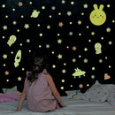 3pcs/set Luminous Star Rabbit Wall Stickers Waterproof Room Decor Decals A