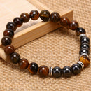 Natural Stone Tiger Eye Beads Hematite Stretch Bracelet Men Charm Bangle Jewel3C