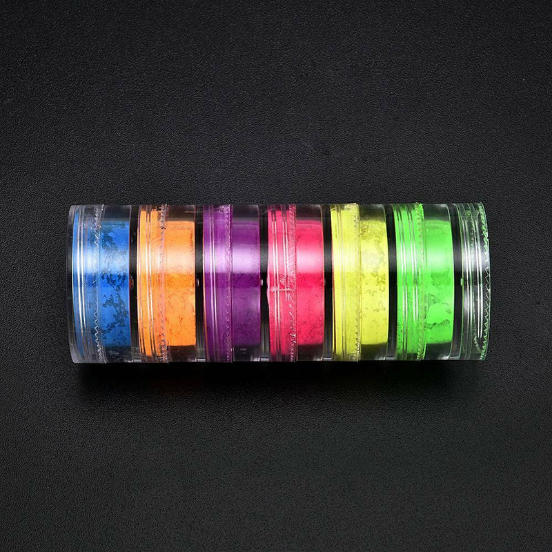 6COLOR Lasting Shimmer Eyeshadow Pigment Matte Eyeshadow Neon-Powder Nail Powder