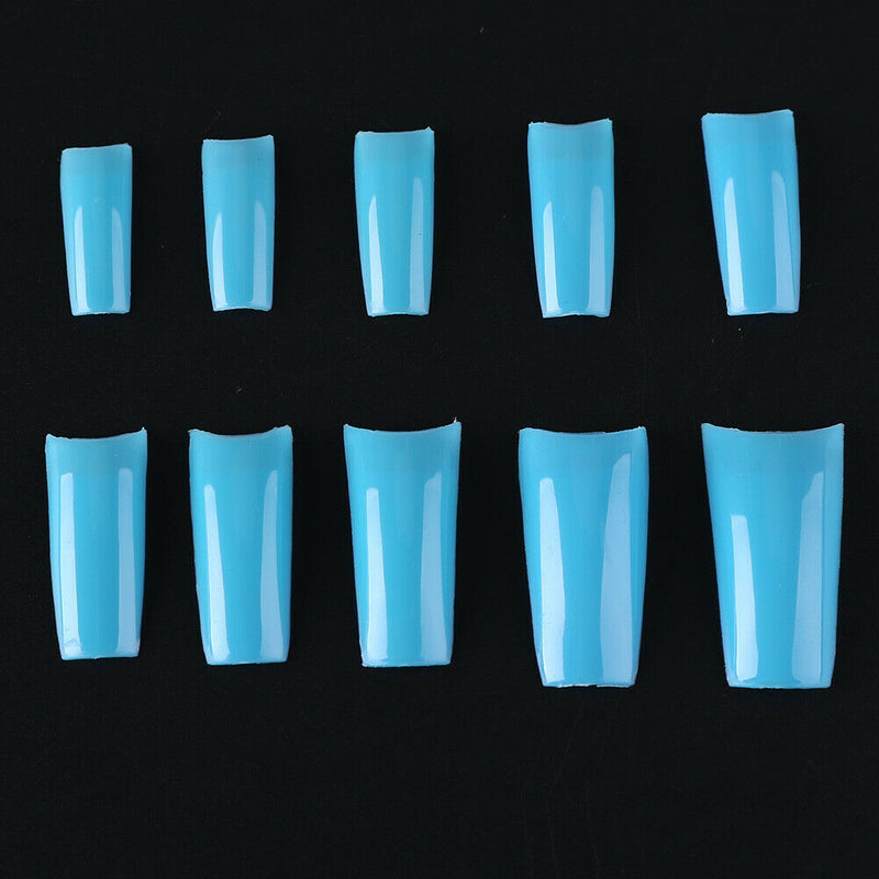 500pcs French Tips False Nail Half Cover Acrylic Gel Nail Art Tool (Blue) A