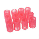 12 Pcs Pink Plastic Makeup DIY Hair Styling Roller Curlers Clips