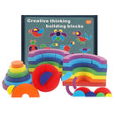 Geometric Shape Kids Wooden Rainbow Stack Building Blocks Educational Toys