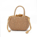 Summer Women Straw Small Shopping Tote Beach Shoulder Zipper Basket Handbag
