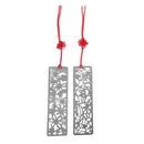 Pack of 4 Classical Hollow Out Flower Style Metal Bookmark with Red Knottin Q8S8