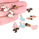 Mix Charms 12pcs/lot Enamel Rabbit Squirrel Pendant DIY Jewelry Making FindinTE