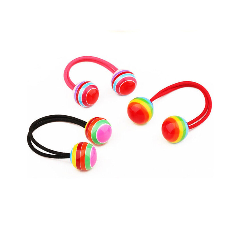 Striped Ball Elastic Rope  Hair Ties Ponytail Holder Head Band Hairbands  OZ