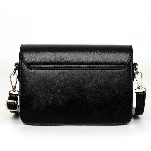 Women Crossbody Bags Leather Fashion Solid Small Shoulder Handbag (Black)