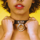 Sexy Women's Classic Punk Rock Double O RING Leather Collar Choker Necklace Gift