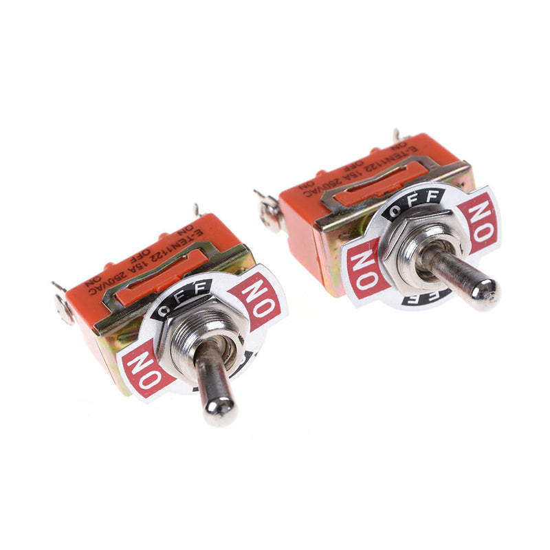 1Pcs 250V 15A ON-OFF-ON 3 Terminals Orange SPDT Locking Toggle Switc.AU