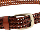 2pcs Unisex Braided Belts Woven Leather Formal Pin Buckle Waistbands Coffee