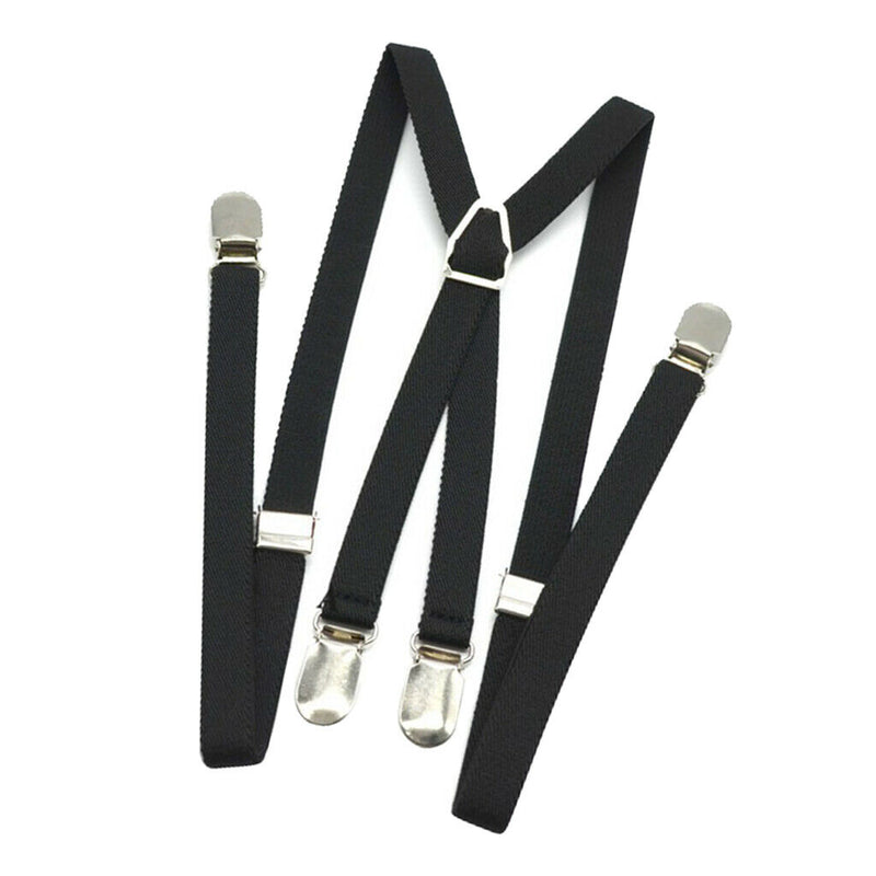 Men X Back Suspender Adjustable Strap Non-slip 4 Clips Trousers Pants Braces