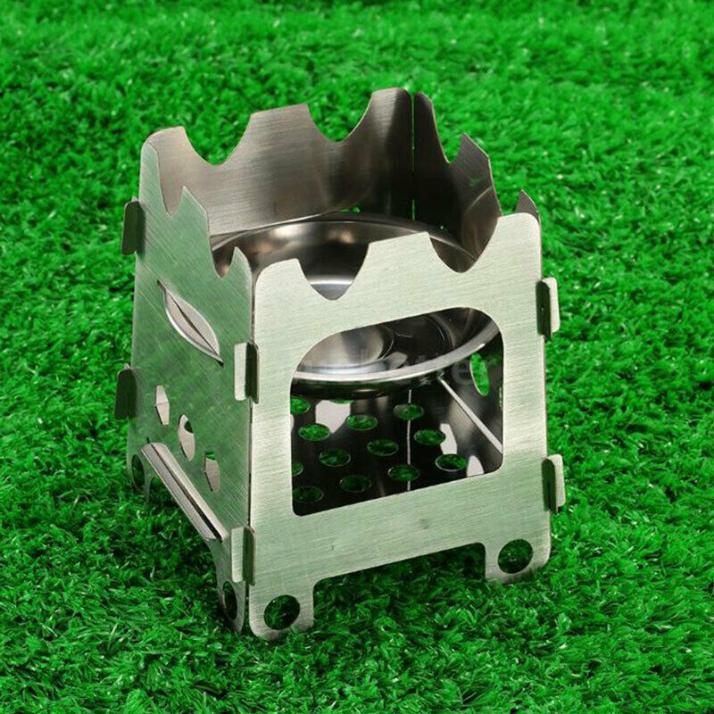 Outdoor Camping Stove Portable Folding Stainless Steel Picnic Wood SS Ew