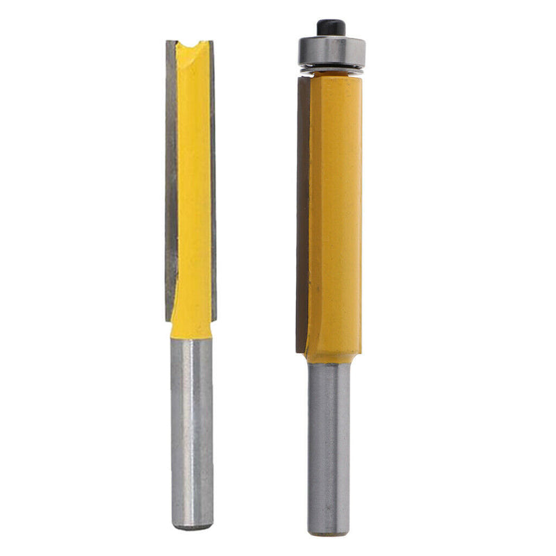 Dual Edge 2 Flute Straight Shank Flush Trim Router Bit Slotted Cutter and Flush